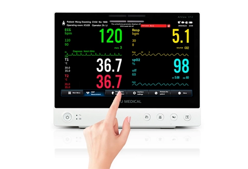 Lepu Medical AiView V12 draagbare alles-in-één vitale tekens Monitor AI-analyze Diagnose Multiparameter Patiëntmonitor met touchscreen voor ziekenhuis ICU Clinical Home