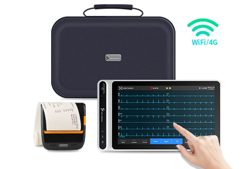 Lepu medische kwaliteit 12 leidt slimme draagbare ECG-monitor S120 met Bluetooth-printer AI-analyze diagnose tablet-aanraakscherm